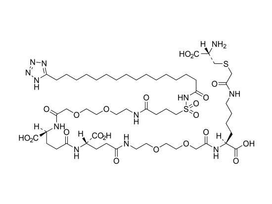 cadena lateral de la hormona del crecimiento de acción prolongada [TZ-Ste-SO2-nBu-AEEA-Glu (OH) -Glu (OH) -AEEA-Lys (OH) -COCH2-Cys (OH) -NH2]  